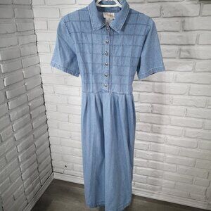 V.I.P. Petites Ladies Size 12P Light Wash Maxi Length Tie Back Jean Dress